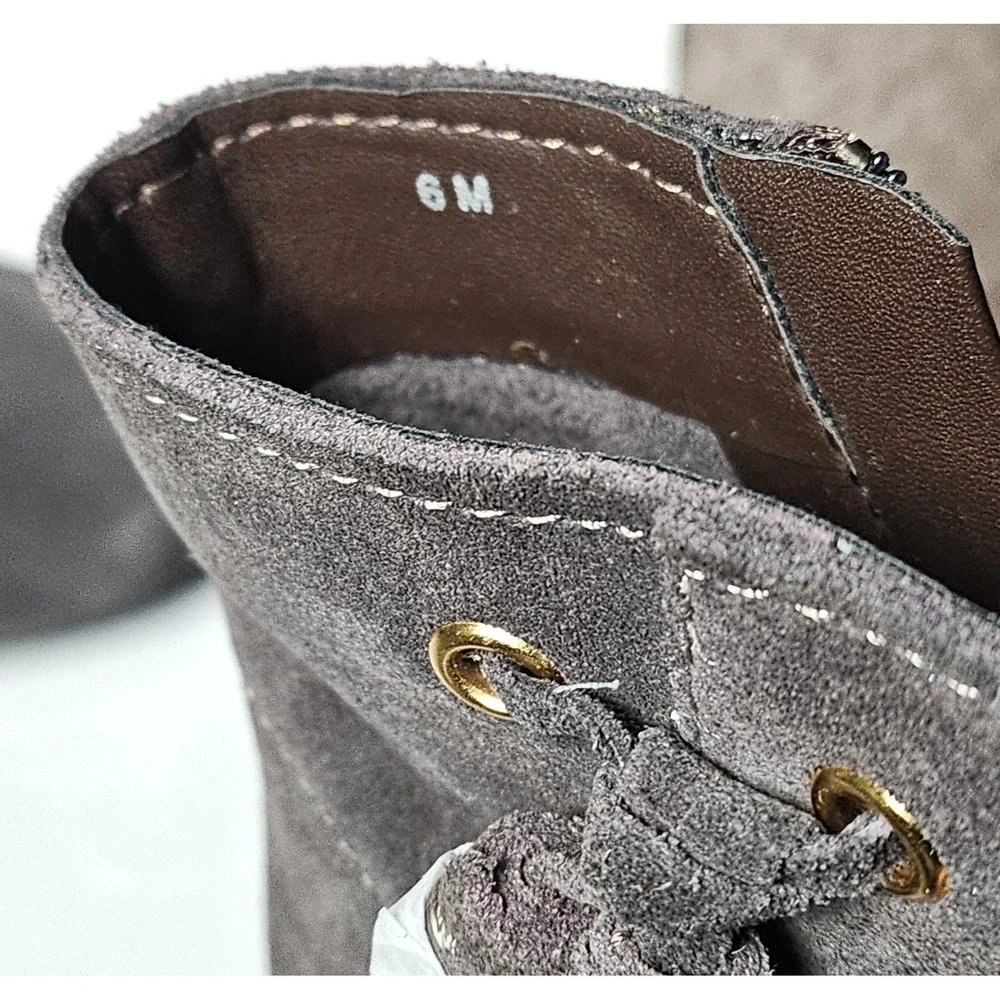 Vaneli Sport Dommie Brown Suede Ankle Boots Side Zip Wedge Booties‎ Womens 6M